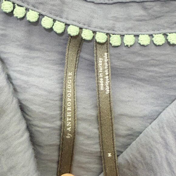 Women Anthropologie The Dylon Long-Sleeve Wide-Placket Top Denim Blue Medium - Picture 8 of 8